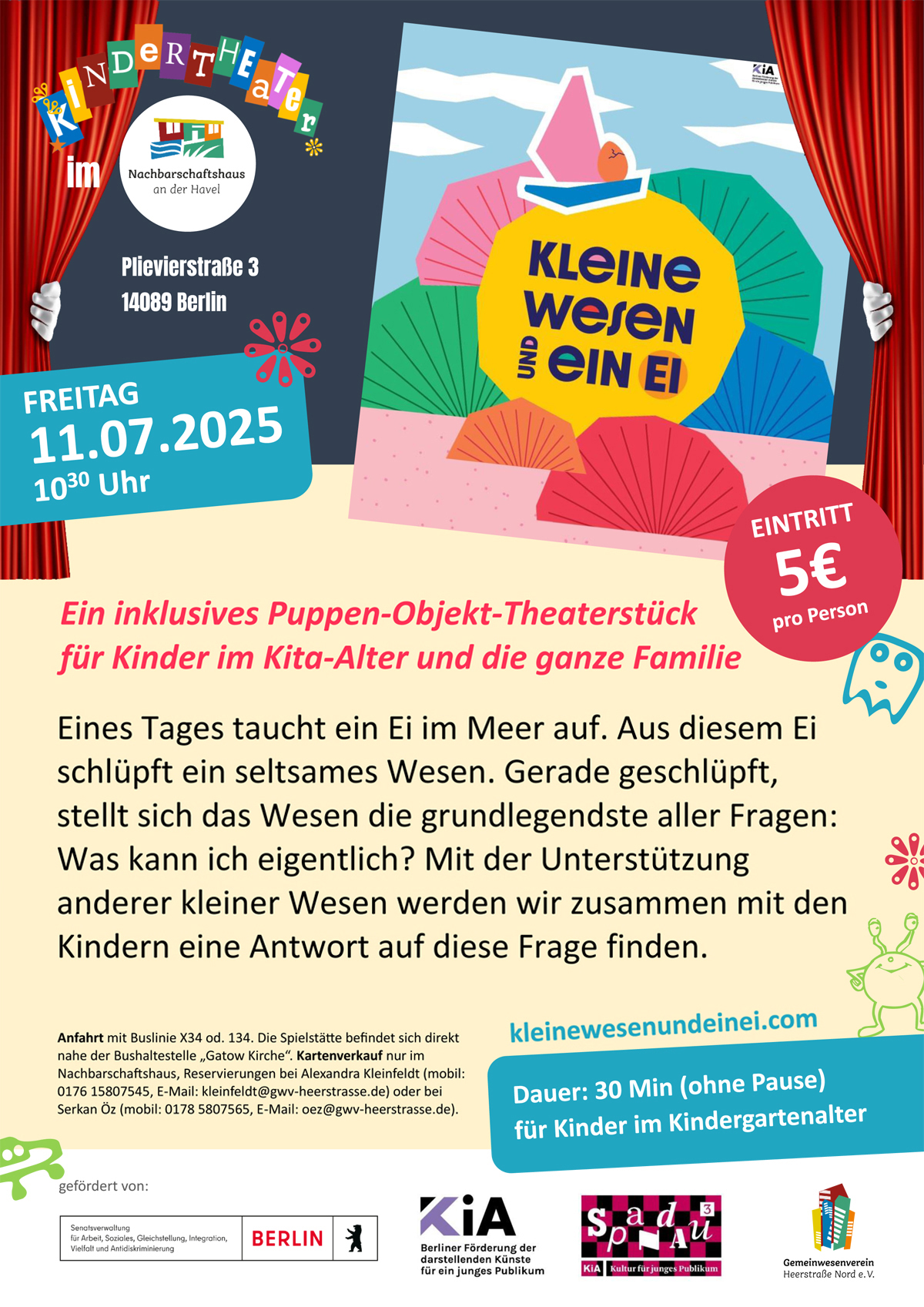 Kindertheater "Kleine Wesen und ein Ei" ab 2,5 Jahre