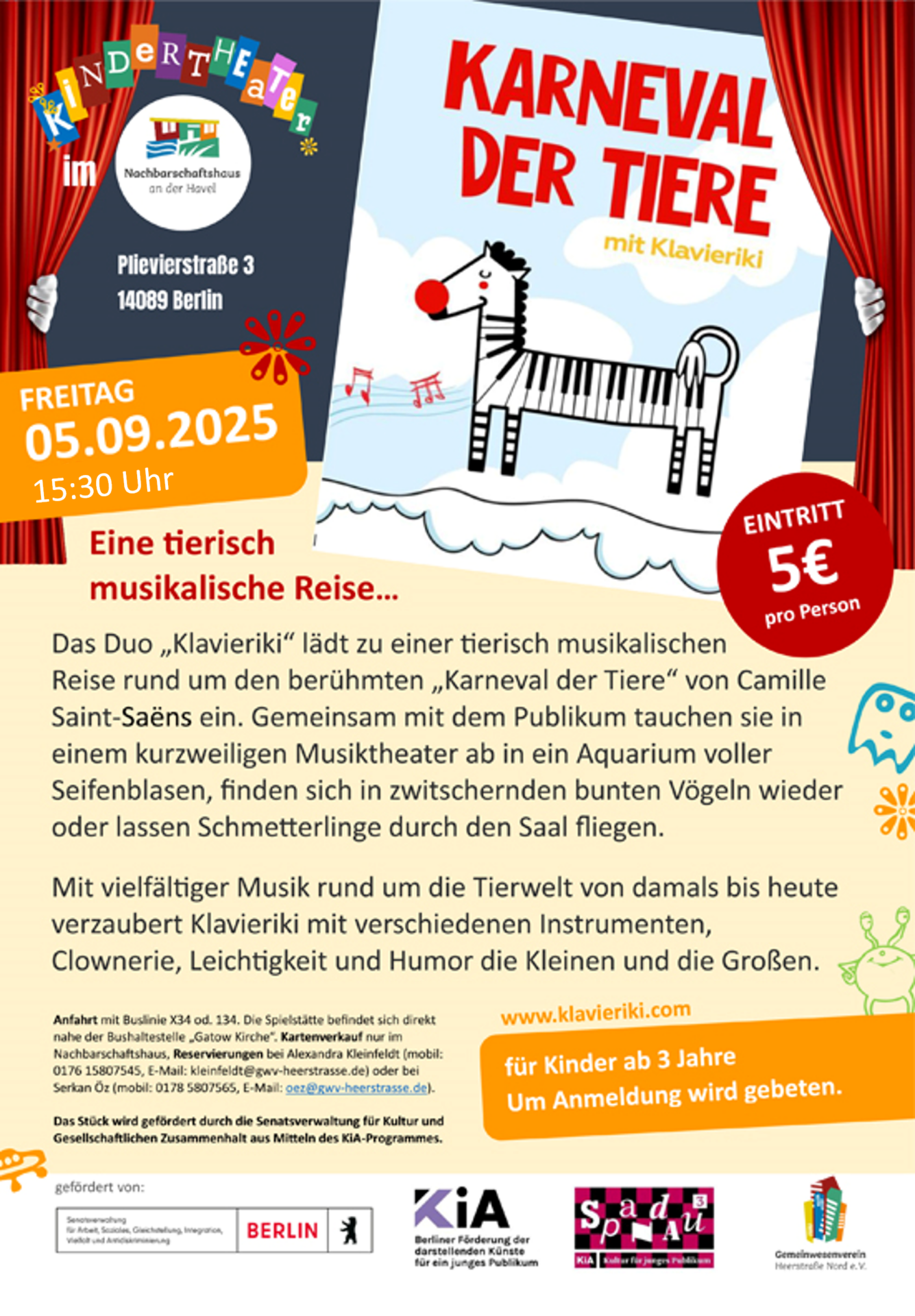 Kindertheater "Karneval der Tiere" ab 3 Jh.
